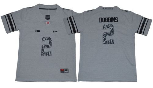 Buckeyes #2 J.K. Dobbins Gray Alternate Legend Limited Stitched Youth NCAA Jersey